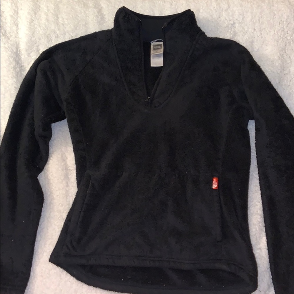 Small North Face black fuzzy quarter zip